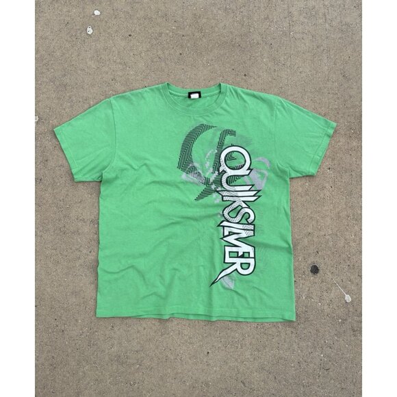 Quicksilver Vintage Y2K Faded Light Green Surfer / Skater  Graphic T Shirt - Picture 1 of 8
